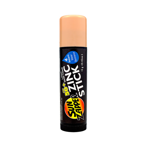 Sunscreen stick with visible branding on a white background