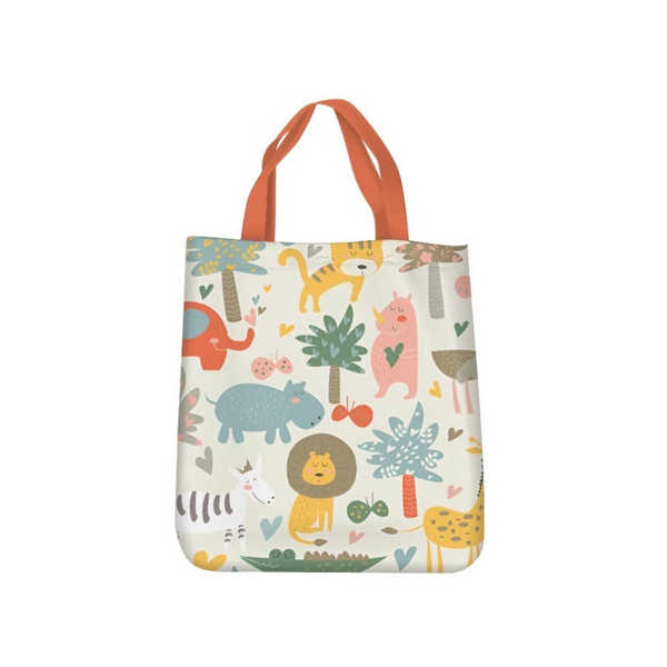 Tote bag with animal pattern on a white background