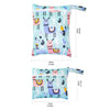 Reusable shopping bag with llama and cactus pattern and measurements on a white background