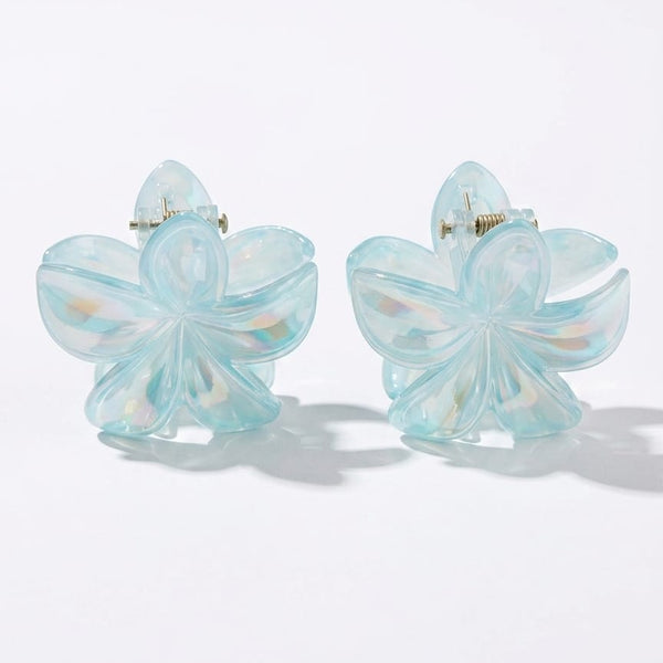 Pair of light blue butterfly-shaped earrings on a white background