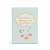 Baby Milestone Celebration Cards Essential Collection card deck box in a pale mint green color with gold foil text and whimsical pastel graphics of stars, hearts, and a crown.