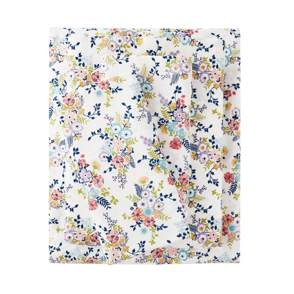 flowered bedsheet in white background