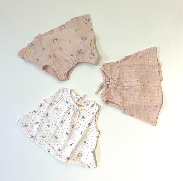 3 Pack Muslin Slips for Babies - Pink Theme