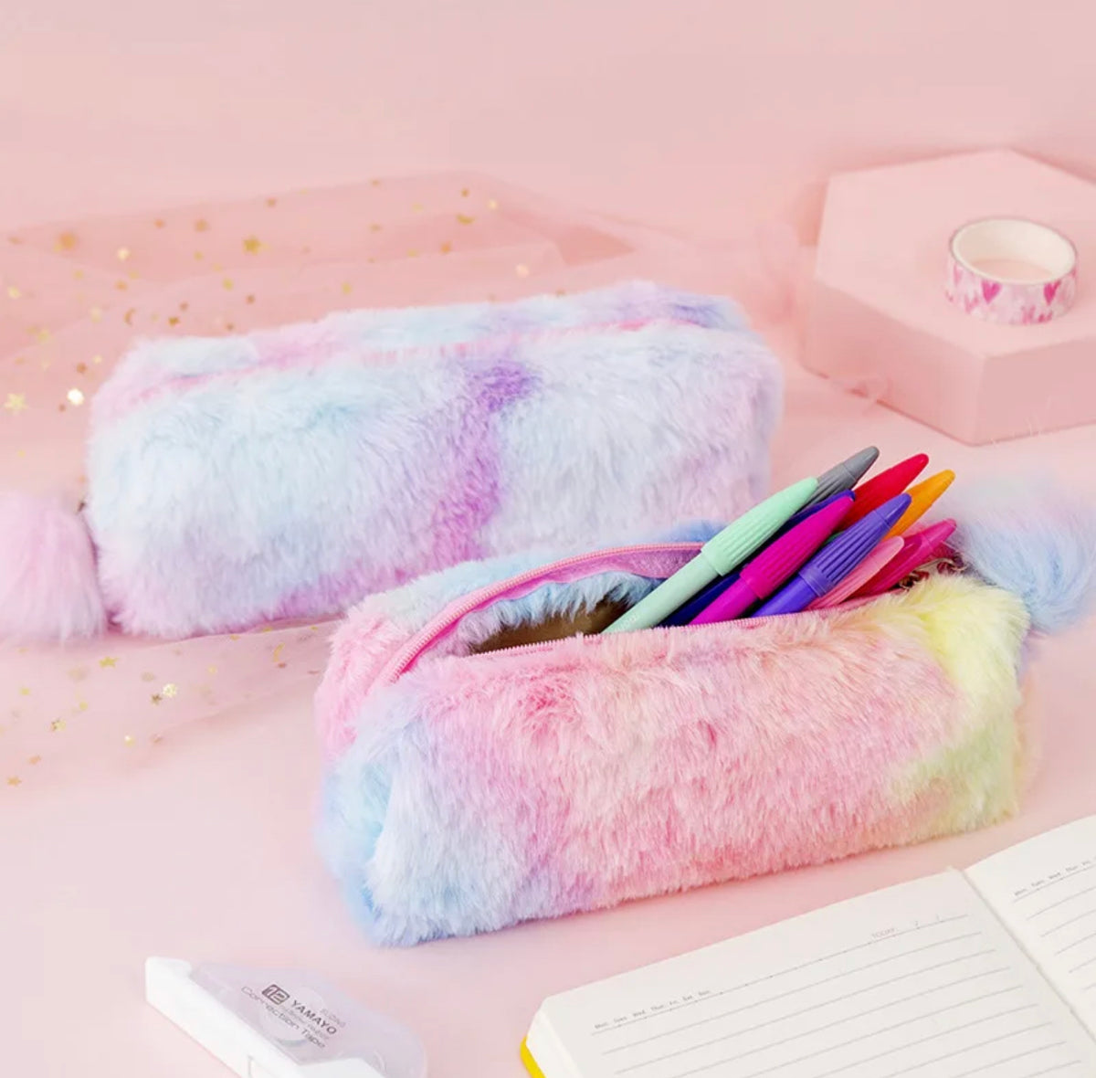 Ombré Fluffy Pencil Case – True