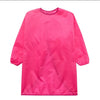 A long sleeve apron in deep pink color, designed for children.