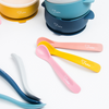 True silicone starter spoon in five range of colors, BPA free. True logo printed on the tip of the spoon.