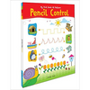 Cover of a colorful paperback book titled 'My First Book of Pencil Control' with various colorful illustrations of animals, patterns, and a cartoon of a smiling face.
