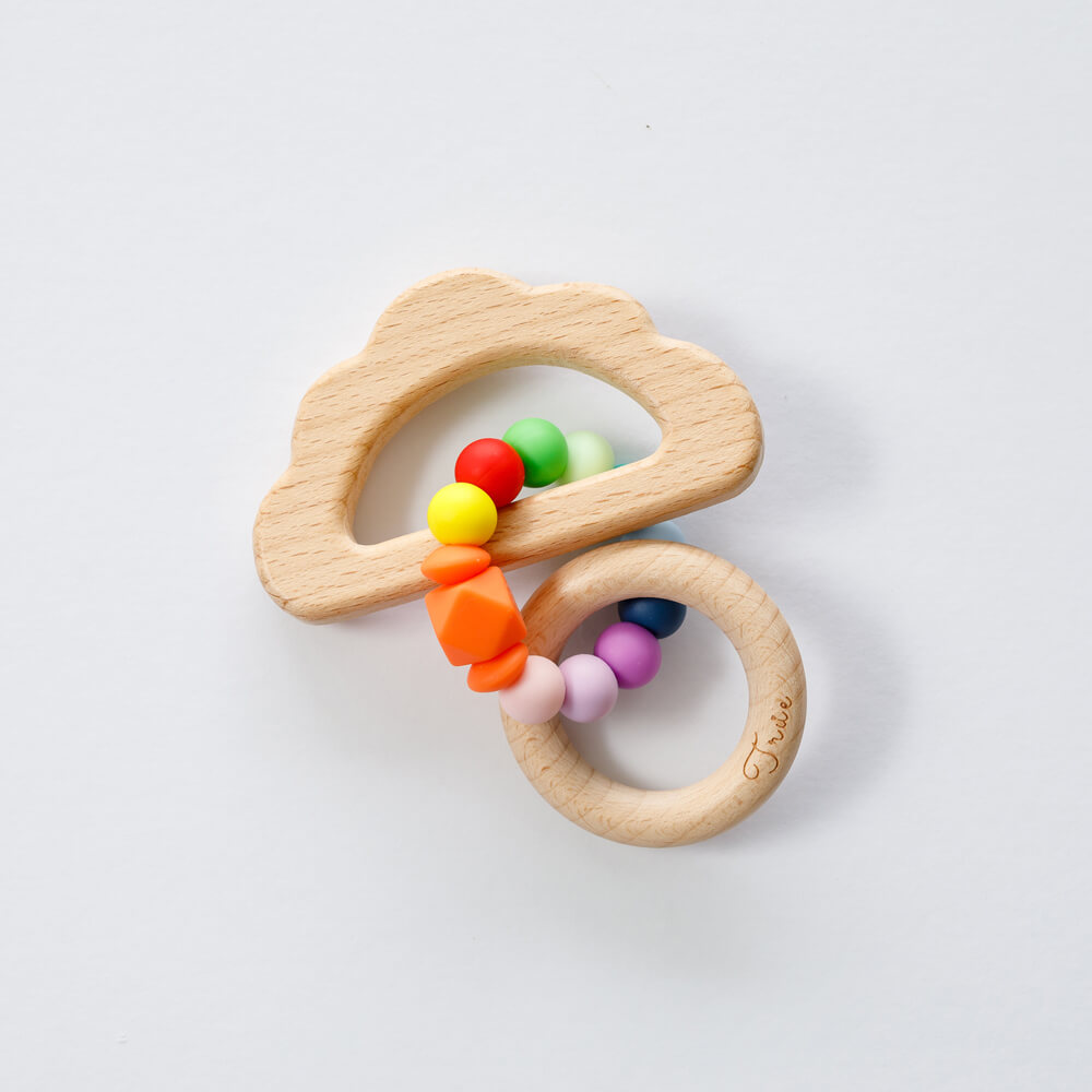Wooden Rings Rattle Wooden Ring Rattle & Teether | Elephant, Cloud & Horse | True
